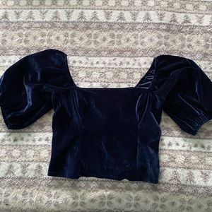 Abercrombie Velvet Puff Sleeve Blouse